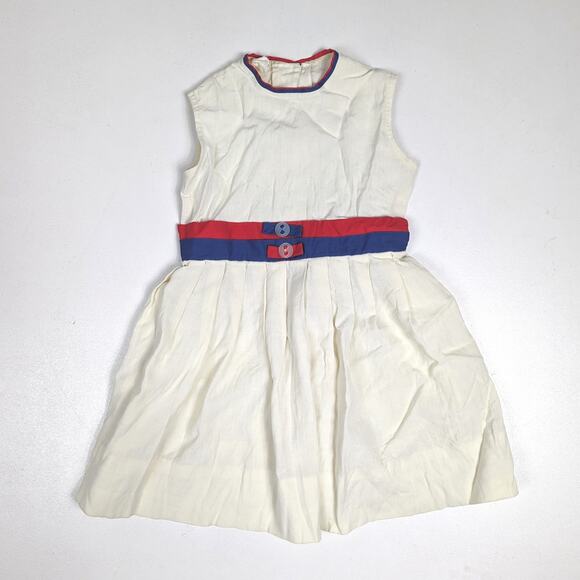 Vtg Dress Girls Sz 6 Cream Retro 50s/60s Party Rockabilly Classic - Picture 1 of 7